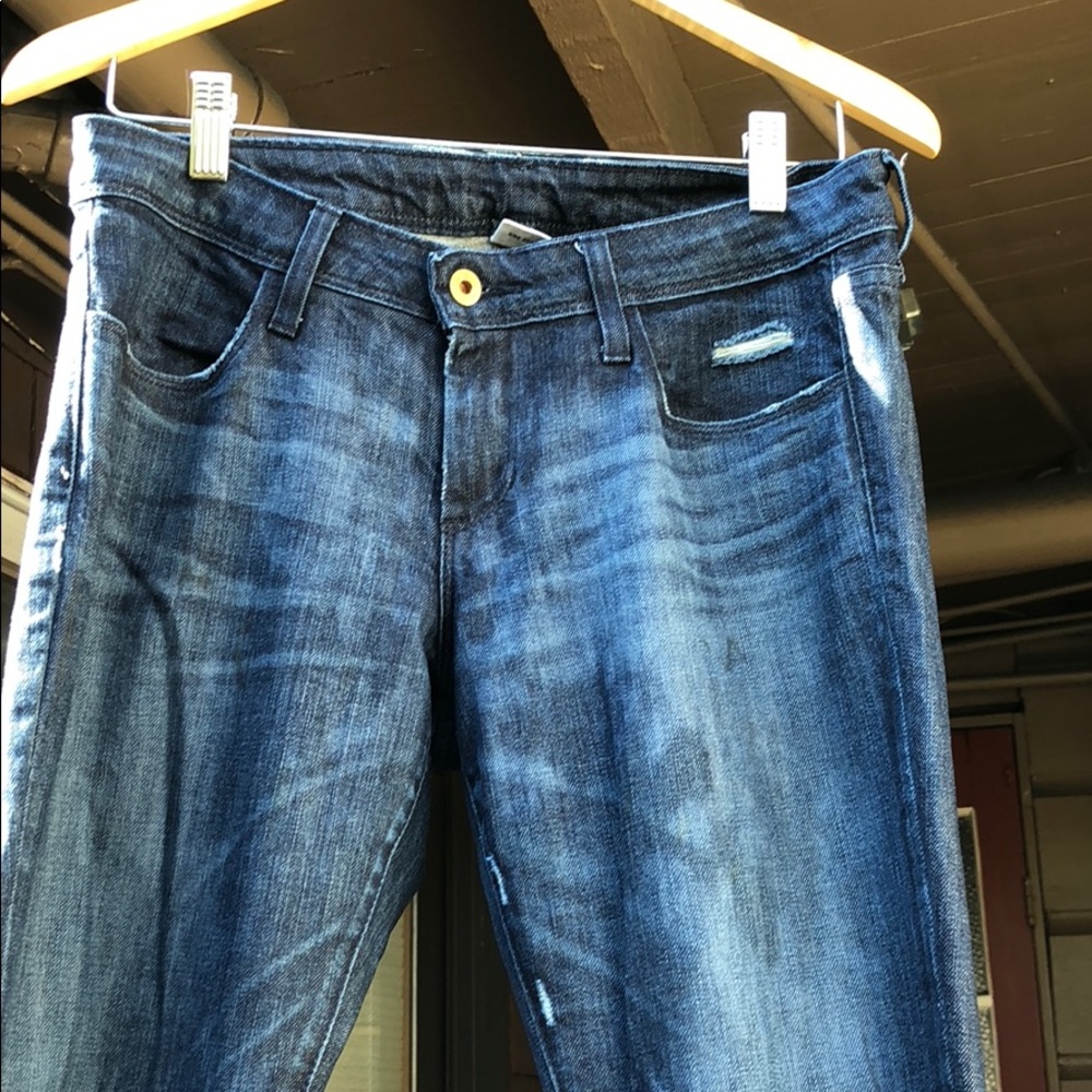 NSF distressed straight leg jeans